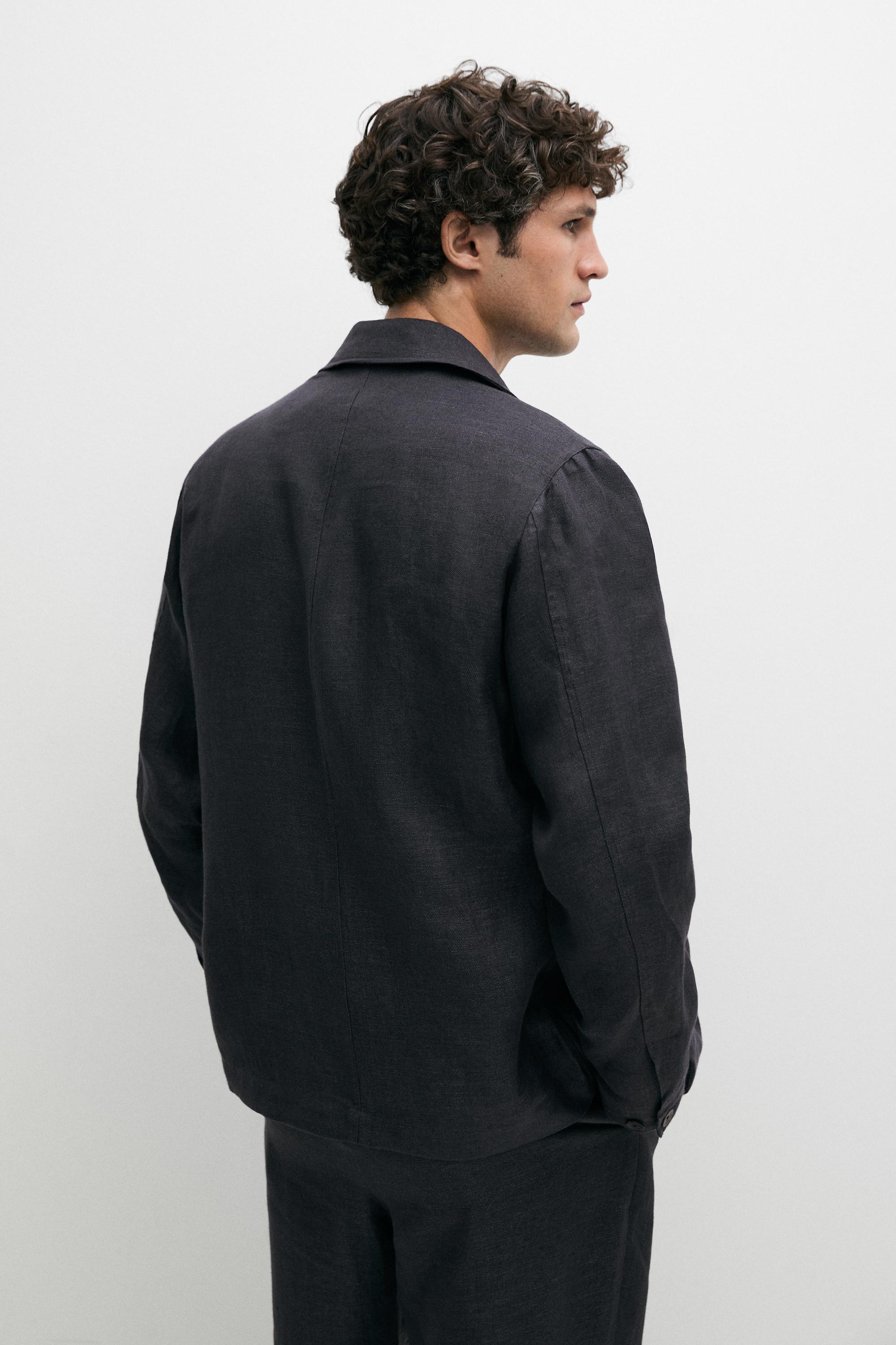 100% linen total look melange overshirt